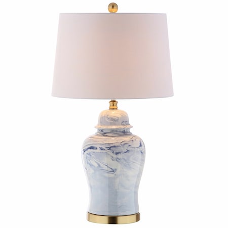 Jonathan Y Wallace 26" Ceramic LED Table Lamp, Blue/White JYL3010A