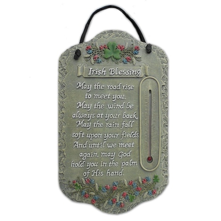 Homeroots 13" X 8" Gray Floral Irish Blessing Polyresin Wall Decor 405169