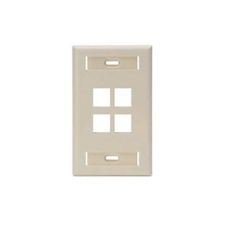 Ortronics 4-PORT FLUSH MOUNT UNLOADED, SINGLEGANG PLASTIC FACEPLATE KSFP4