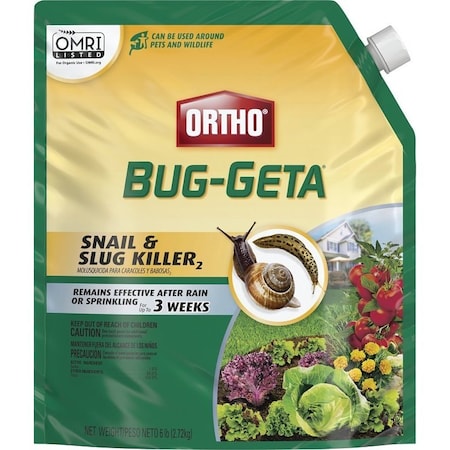 Ortho Bug-Geta Snail and Slug Killer, Granular, Ornamental, Vegetable Gardens, 6 lb Bag 0475610