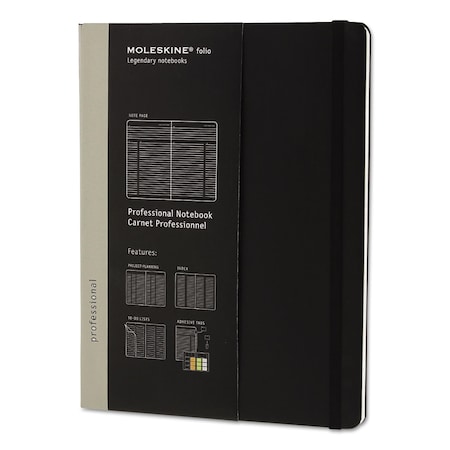 Moleskine Professional Notebook, 1-Subject, Narrow Rule, Black Hardcover, 192 9.75 x 7.5 Sheets PROPFNTB4HBK