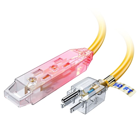 Maximm 50ft 16AWG 3-Outlet Lighted Extension Cord, ETL, Yellow C-YL-PO-CL-04L/052P_50FT