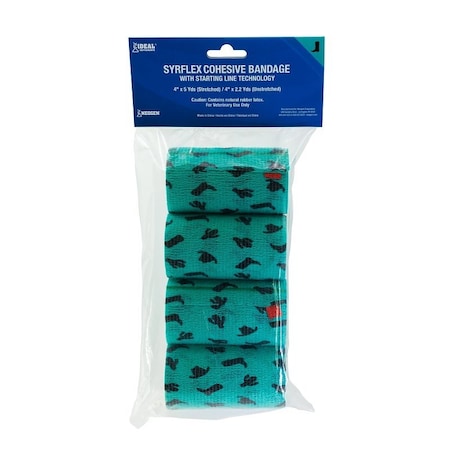 Syrflex TA3400TEALP-4P Cohesive Flexible Bandage, 5 yd L, 4 in W, Fabric Bandage, Teal TA3400TEALP-4PK