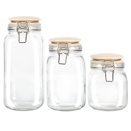 Martha Stewart Rindleton 3 Piece Glass Canister Set with Ceramic Lids in Off-White 136553.03