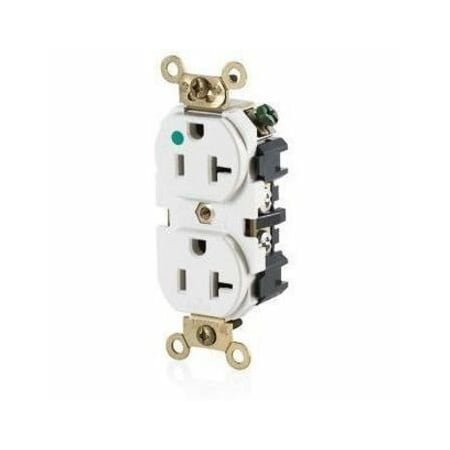 Leviton Hospital Grade Flat Faced Duplex Receptacle, 20 Amp, 125 Volt MRI83-W