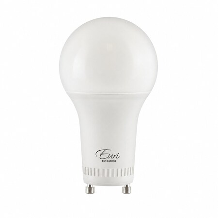 Euri Lighting A19 LED Bulbs, 8W, 800 lm, 60W Eq., 3000K, GU24, Dimmable, UL, 2PK EA19-8W2000eG-2