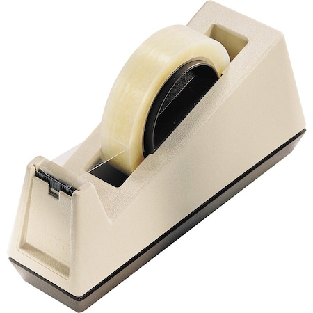 3M Scotch Heavy-Duty Weighted Desktop Tape Dispenser, 3in Core, Plastic, Putty/Brown C25