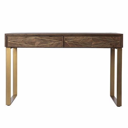 Homeroots Shades of Brown and Gold Reclaimed Wooden Desk 402029