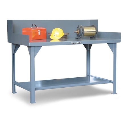 Strong Hold Extreme Duty 7 GA Shop Table with Side Guards, 2 Shelves - 2 In. W x 36 In. D x 46 In. H T7236S/SG