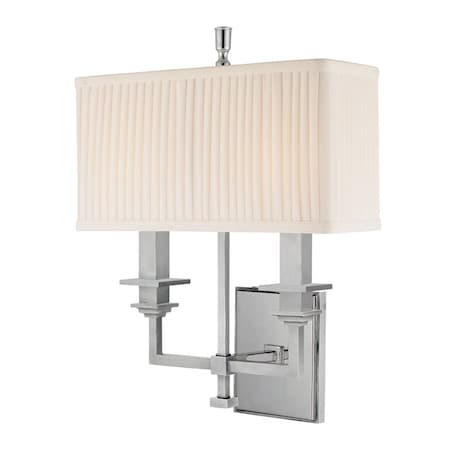 Hudson Valley Lighting Berwick 2 Light Wall Sconce 12.5 In. Polished Nickel 242-PN