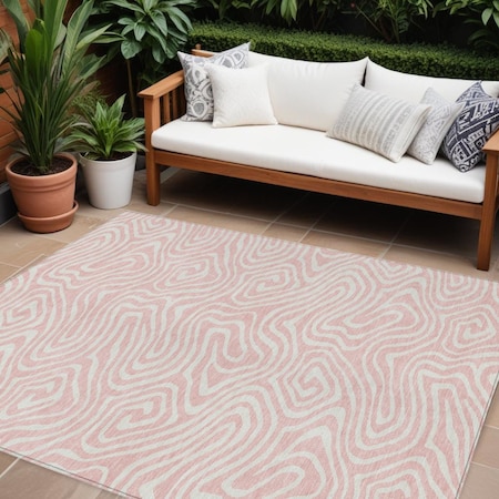 Homeroots 10' X 14' Pink And Gray Abstract Washable Indoor Outdoor Area Rug 599003