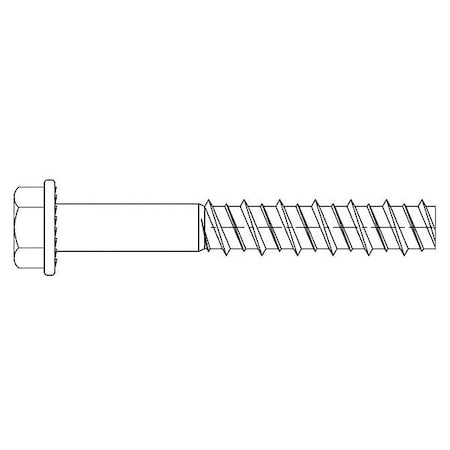 Red Head Large Diameter Tapcon Concrete Screw, 1/2" Dia., Hex, 5" L, Steel Zinc Plated, 25 PK LDT-1250