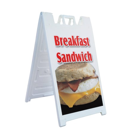 Signmission Breakfast Sandwich, A-Frame & 2 Sign Inserts, Heavy-Duty Plastic Frame SBHD-C-2436-Breakfast Sandwich