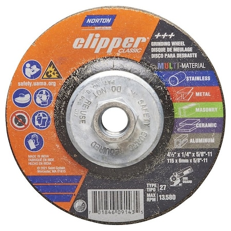 Saint-Gobain Abrasives GRINDNG WHEEL 4-1/2 in.D 70184609143