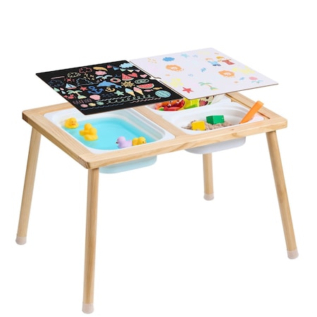 Vevor Kids Sensory Table Indoor Wooden Play Sand Water Table with 3 Storage Bins JRG-SKU2S