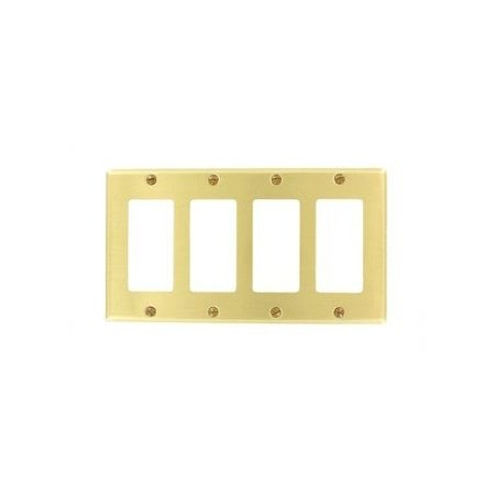 Leviton Decora Wallplate, Standard Size, Gang 4, Brass 81412