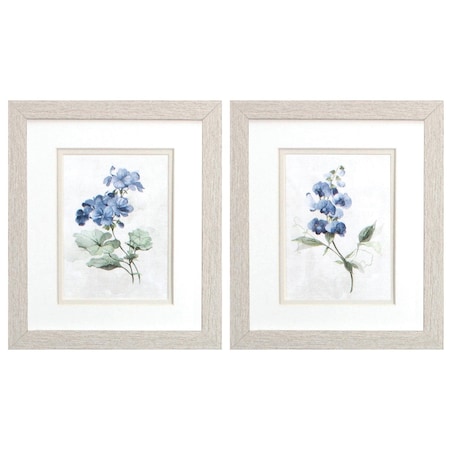 Homeroots Set Of Two Farmhouse Perinwinkle White Framed Wall Art, 2PK 476024