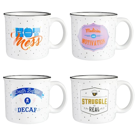 Wanda June Home By Miranda Lambert Game On 4 Piece 18 Ounce Stoneware Camper Mug Set 135209.04R