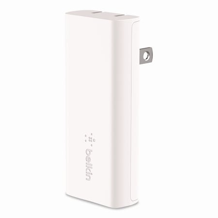 Belkin BOOST CHARGE Dual Wall Charger with PPS + USB-C Cable with Lightning Connector, White WCB007DQ1MWH-B5