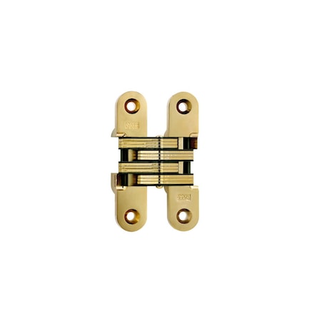 Universal Industrial Soss 1" x 4-5/8" Medium Duty Invisible Hinge for 1-3/8" Doors Bright Brass Finish 216US3