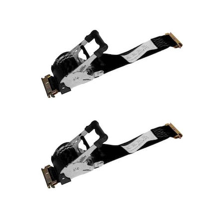Mytee Products 2in x 12ft Retractable Ratchet Tie Down Strap for E-Track - 1100 lbs WLL, 2PK ETK-RS212Rx2