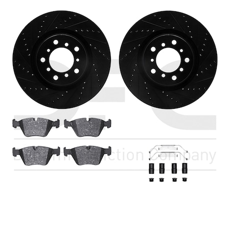 Dynamic Friction Co DFC Rotors-Drilled & Slotted-Black w/ EURO 5000 Ceramic Brake Pads Incl Hdw 8612-31051