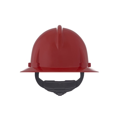 Msa Safety Hard Hat, Topgard, Full Brim, Polycarbonate, Fas-Trac III, Type 1, Class E, Red 475392