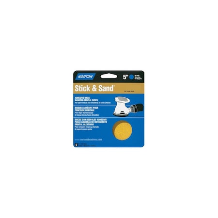 Norton Sanding Disc, 5 in Dia, Coated, P40 Grit, Extra Coarse, Aluminum Oxide Abrasive, 4PK 07660705456