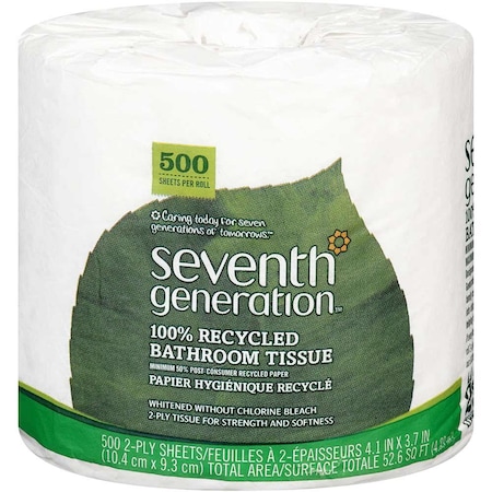 Seventh Generation Bathroom Tissue Paper, 500 sheets per roll, 60PK 13703