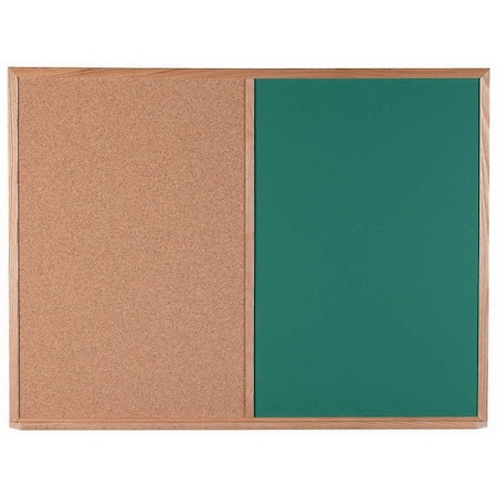 Aarco Combination Board Green Chalkboard w/ Oak Wood Frame, 36''Hx48''W CO3648G