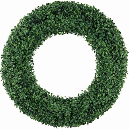 Pure Garden 24 in Large Boxwood Wreath for Front Door All-Season Artificial Boxwood Wreath 50-150-24