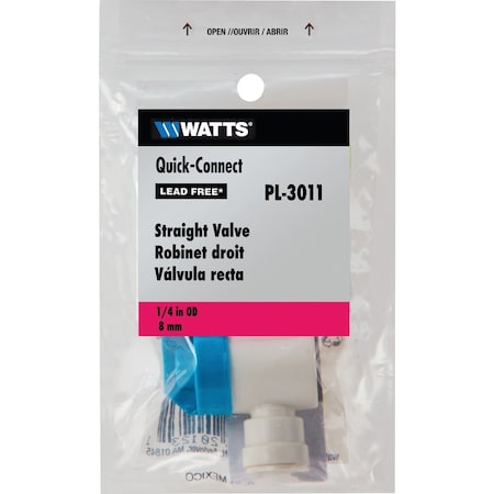 Watts 1/4'' OD X 1/4'' QC Plastic Plastic Push Valve PL-3011