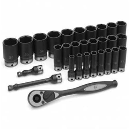 Cool Kitchen 50 in. Drive 6 Point Metric Deep Duo Socket Set - Grey CO3488143