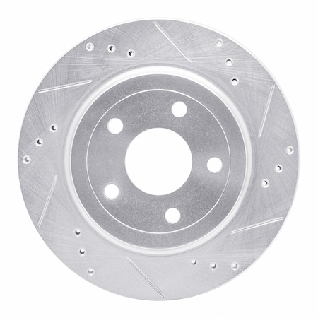 Dynamic Friction Co DFC Brake Rotor - Drilled and Slotted - Silver 631-47038R