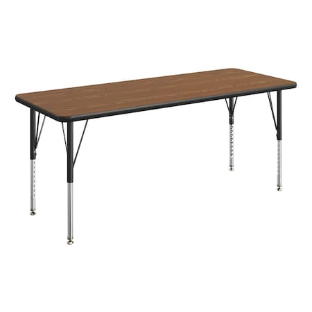 Flash Furniture Wren 60 in x 24 in Adjustable Height Activity Table, Thermal Laminate Top, Short Legs, Oak XU-A2460-REC-OAK-T-P-GG