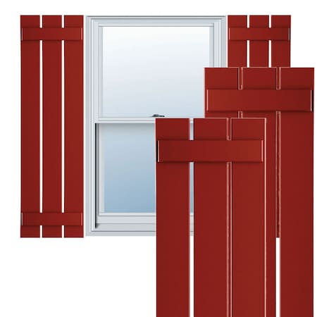 Ekena Millwork True Fit PVC Three Board Spaced Board-n-Batten Shutters, Fire Red , 17 1/8W x 49H, PR TFP101SBF17X049BR