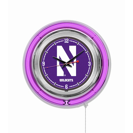 Holland Bar Stool Co Northwestern University Double Neon 15" Clock Clk15Nthwst