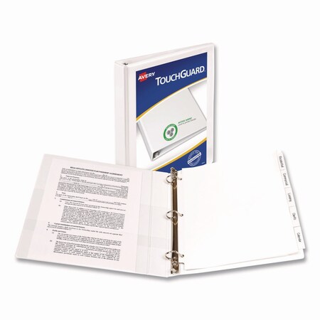 Avery TouchGuard Protection Heavy-Duty View Binders with Slant Rings, 3 Rings, 1in Cap, 11 x 8.5, White 17141