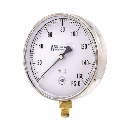 Weksler Pressure Gauge, 1/4 in NPT, Bottom Location EA14D-PBF