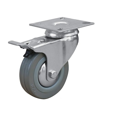 Powertec 3'' Swivel Plate Caster Wheels with Brake & 160 lbs Loads, Dual Locking Rubber Castor Wheels 17023N