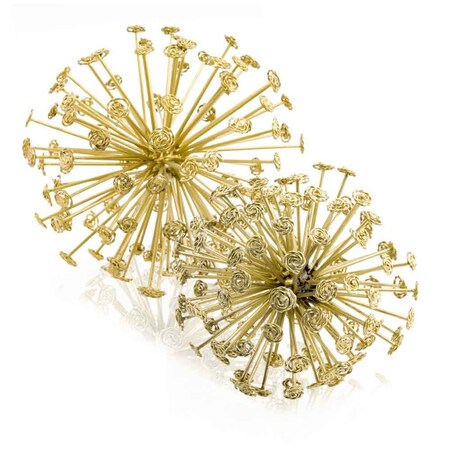 Homeroots Set of Two Gold Cast Iron Decorative Spiky Sphere Tabletop Sculptures, 2PK 354789
