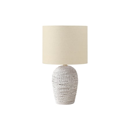 Monarch Specialties Lighting, 17"h, Table Lamp, White Rattan, Beige Shade, Transitional I 9855