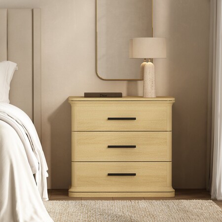 Manhattan Comfort Clifford Nightstand in Natural Oak (3-Drawer) NS1564-1