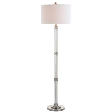 Jonathan Y Ralph 60" Metal/Glass Floor Lamp, Polished Nickel/Clear JYL3058A