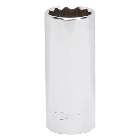 Vulcan Drive Socket, 24 mm Socket, 1/2 in Drive, 12-Point, Chrome Vanadium Steel, Chrome, MT6528985 MT6528985
