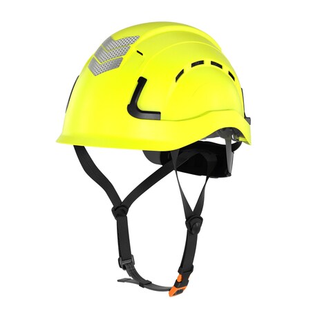 Defender Safety H2-CH Safety Helmet w/ HiViz Kit - Type 2 Class C, ANSI Z89 and EN12492 rated, Safety Yellow H2-CH-07-HV
