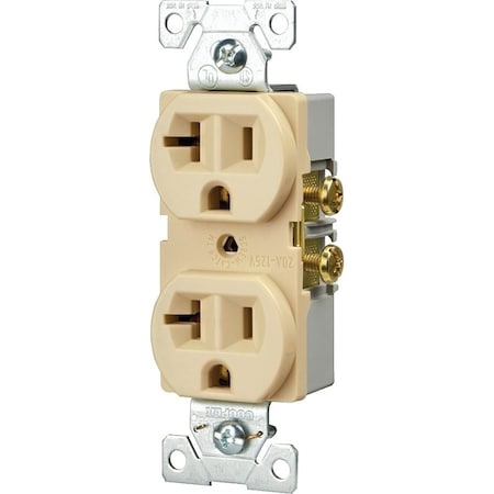 Eaton Wiring Devices Straight Blade Receptacle, 5-20R, 20 A, 125V AC, 2 Pole, 3 Wire, Flush Mount, Grounded BR20V