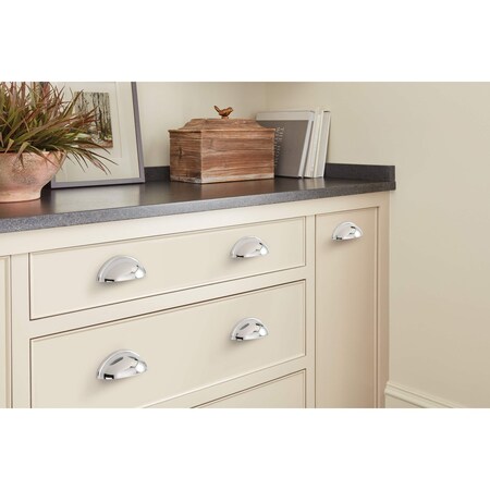 Amerock Ravino 3 inch (76mm) Center-to-Center Polished Chrome Cabinet Cup Pull, 10PK 10VMP2209426