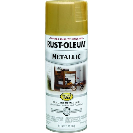 Rust-Oleum STOPS RUST Metallic Spray Paint, Metallic, Gold Rush, 11 oz, Aerosol Can 7270-830