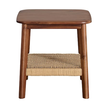 Alaterre Furniture Rectangle End Table, 20 in W, 20 in L, Solid Acacia, Warm Chestnut ANCA0170